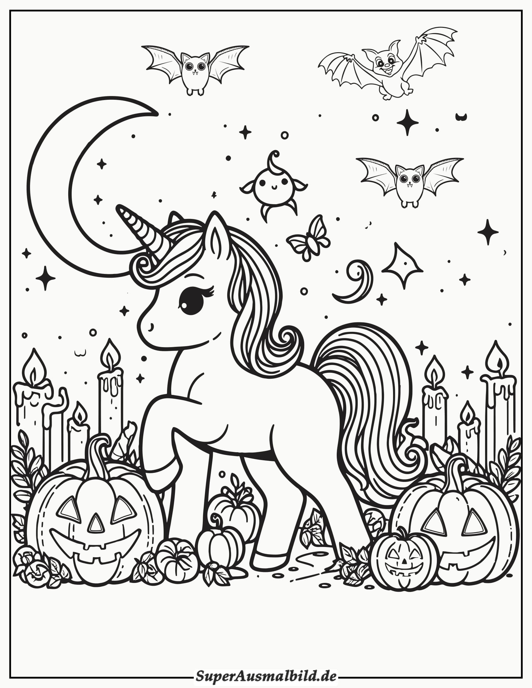 Einhorn Halloween zum Ausmalen Herunterladen