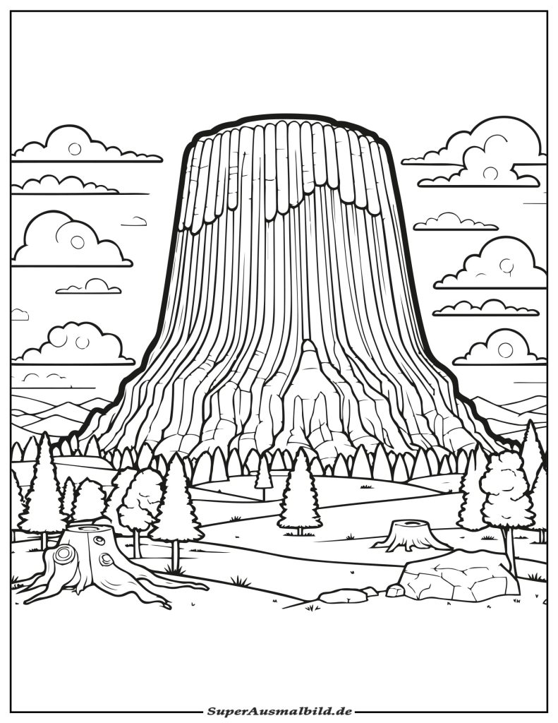 Teufelsturm Malvorlage für Kinder