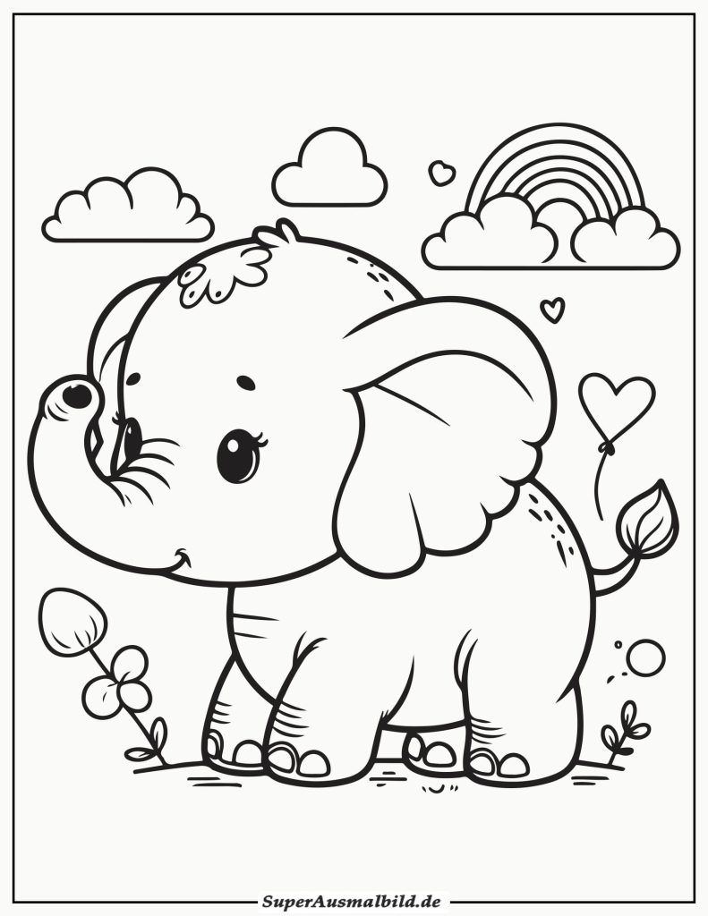 Freundlicher Elefant Ausmalbild zum Aussdrucken