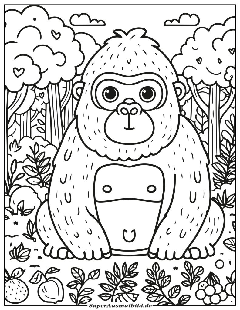 Lustige Gorilla Ausmalbild Kostenlos als pdf