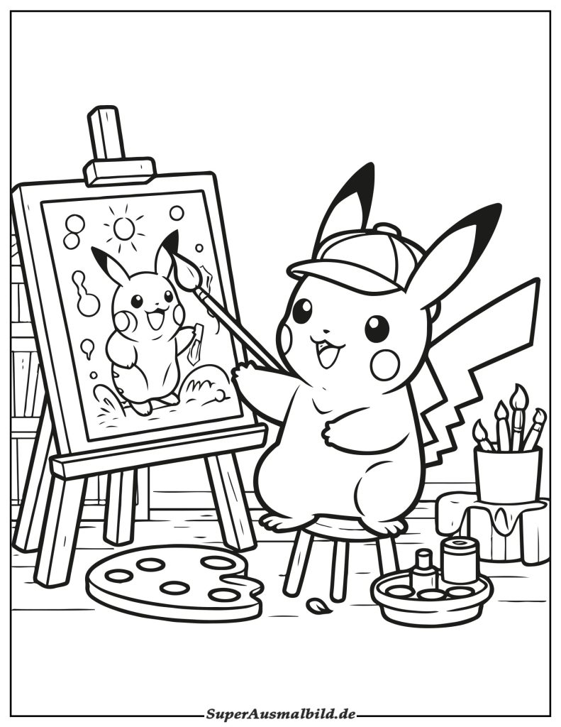 Ausmalbild Pikachu Kunstunterricht