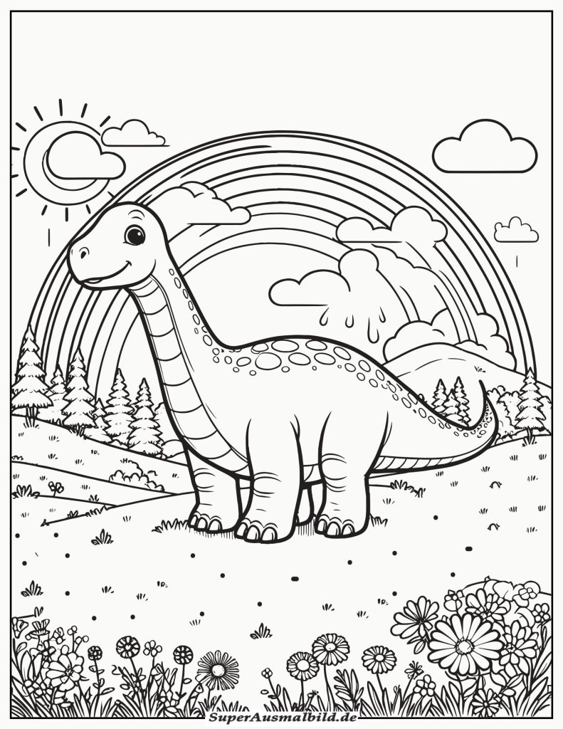 Ausmalbild Dinosaurier Brachiosaurus zum Ausdrucken