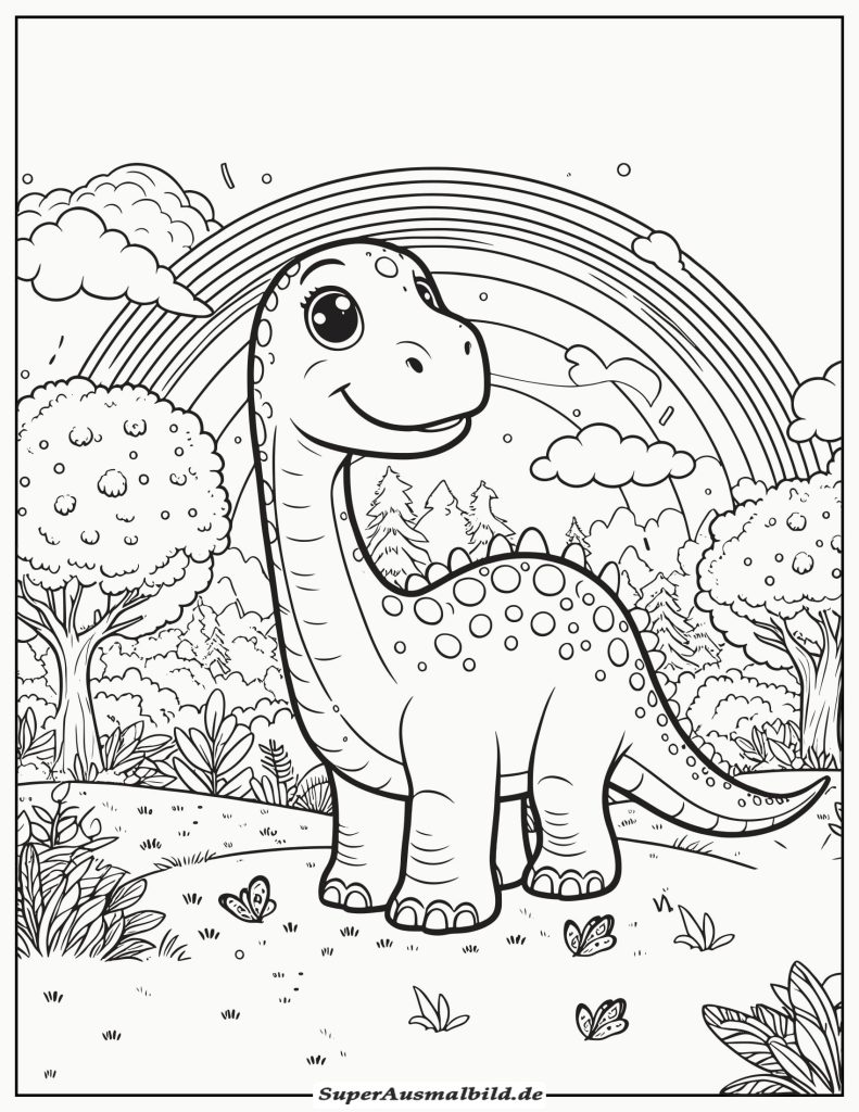 Ausmalbild Dinosaurier Diplodocus zum Ausdrucken