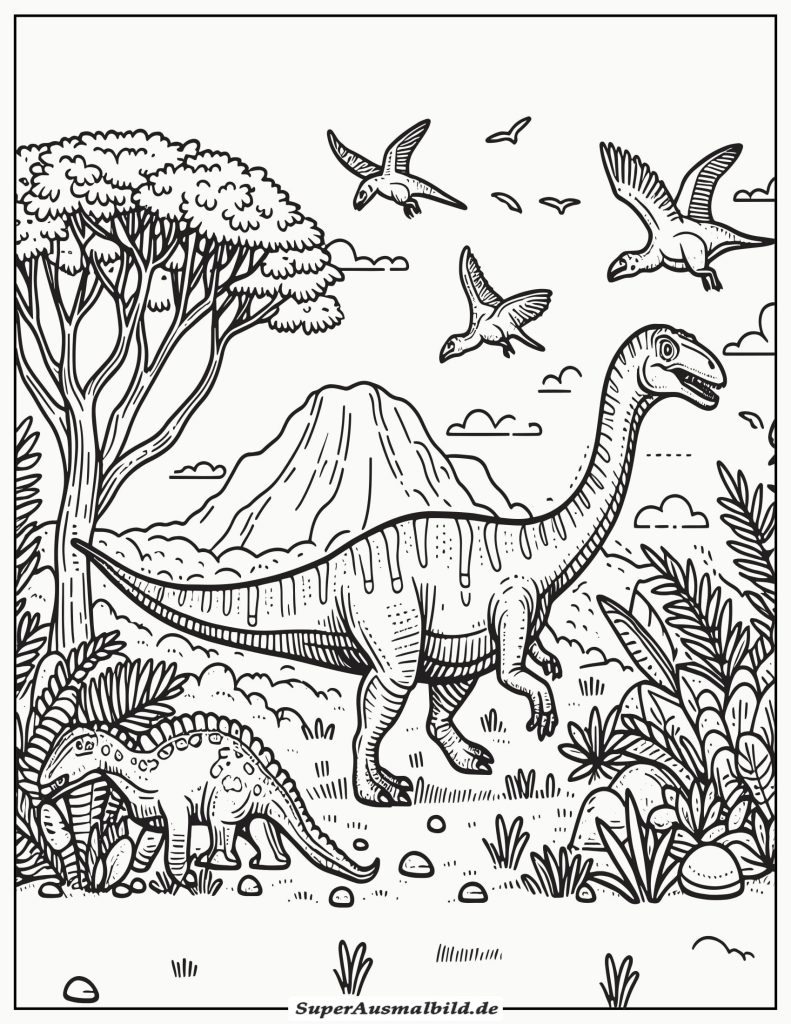 Ausmalbild Dinosaurier Ornithischian zum Ausdrucken