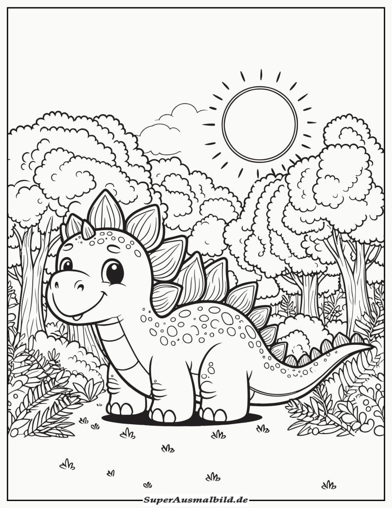 Ausmalbild Dinosaurier Stegosaurus zum Ausdrucken