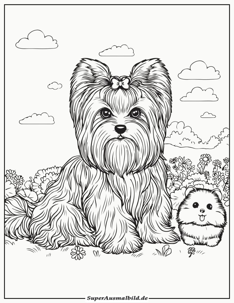 Ausmalbild Yorkshire Terrier zum Ausdrucken