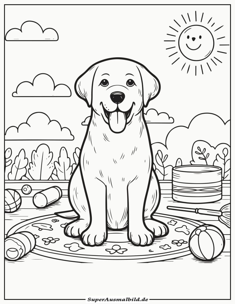 Labrador Retriever Ausmalbild zum Ausdrucken als pdf