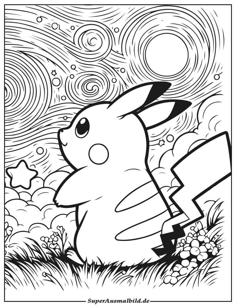 Ausmalbild Pikachu Pokemon zum Ausdrucken