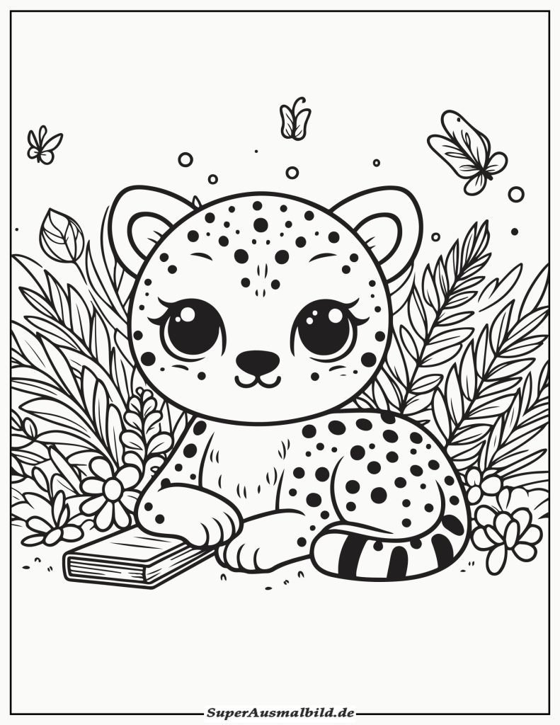 Kleine Gepard Ausmalbild zum Ausdrucken als pdf