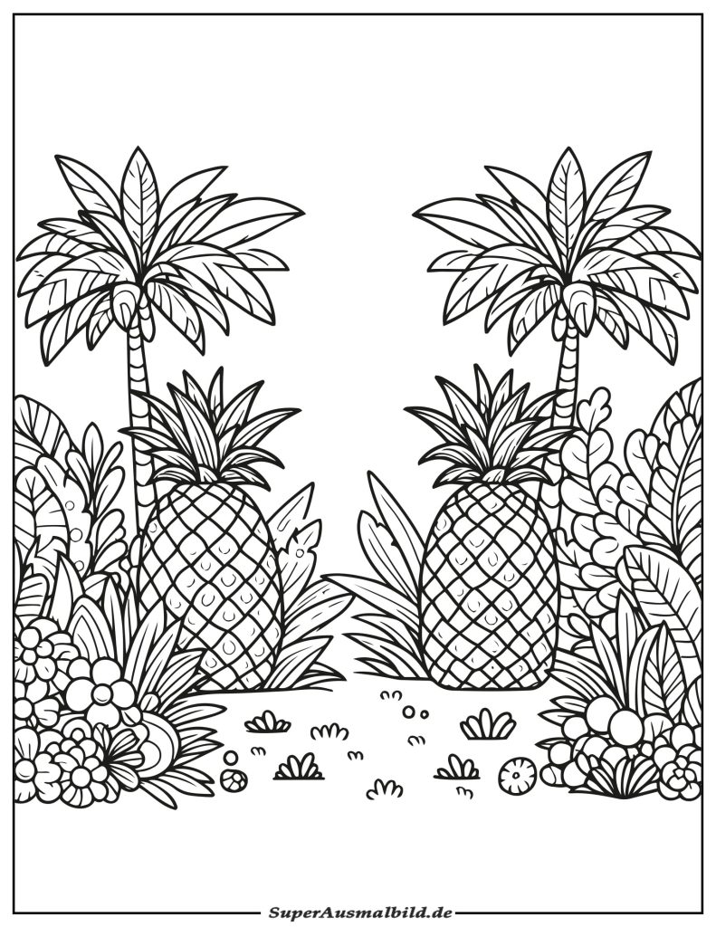 Ananas Garten zum Ausmalen