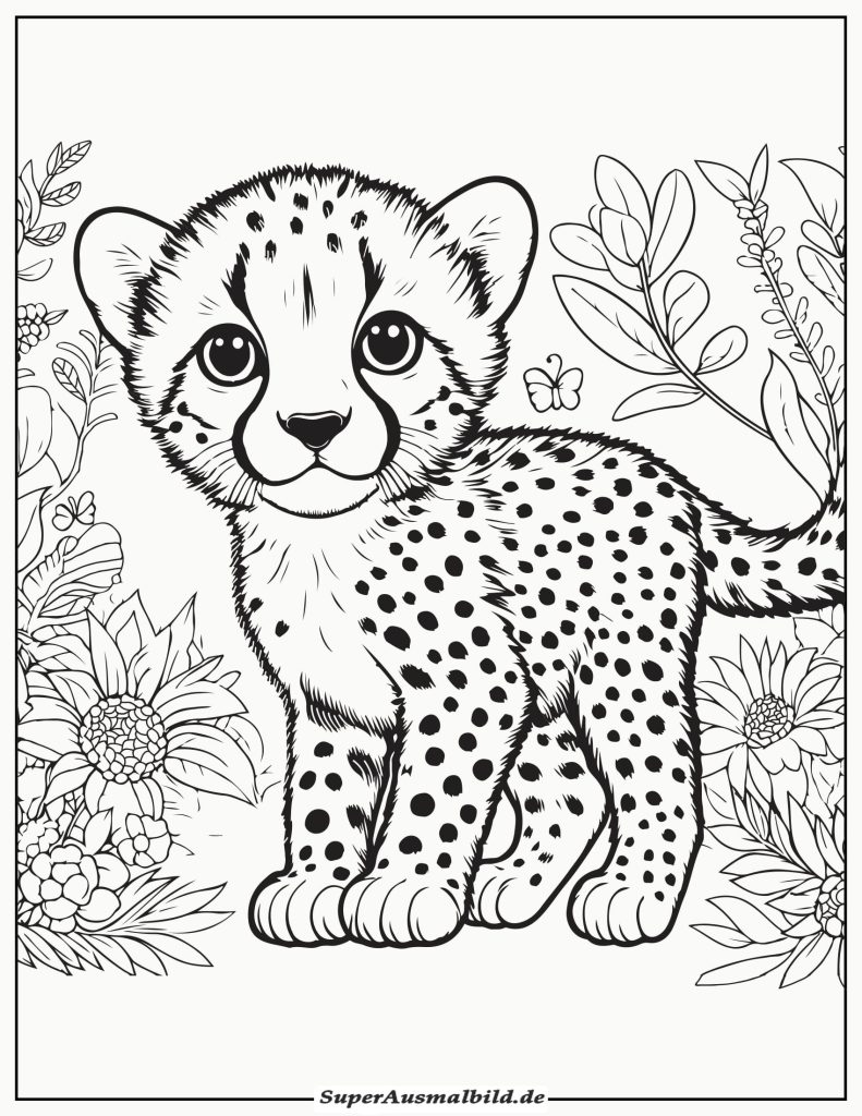 Ausmalbild Gepard Baby zum Ausdrucken