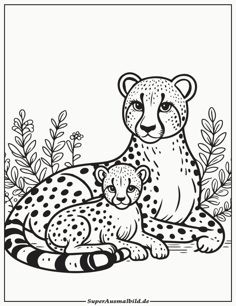 Malvorlagen Mutter und Baby Gepard