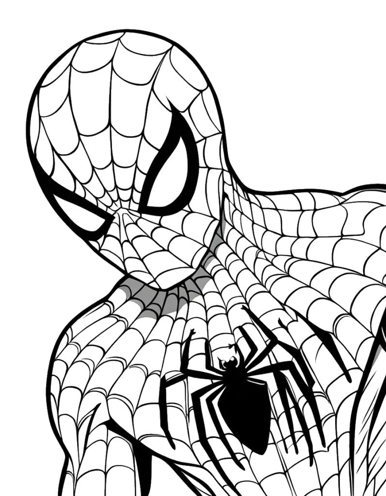 Ausmalbild Spiderman Kopf